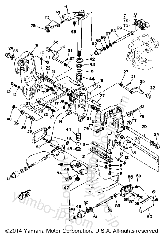 Bracket 1 для лодочных моторов YAMAHA C85TLRP 1991 г.