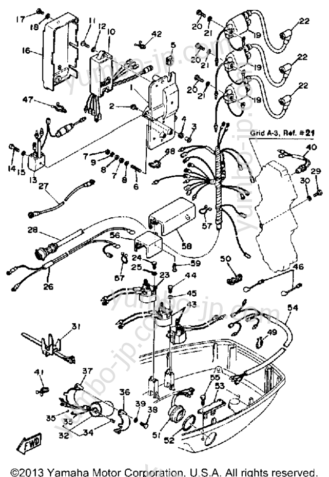 Electric Parts для лодочных моторов YAMAHA 70ETLH 1987 г.