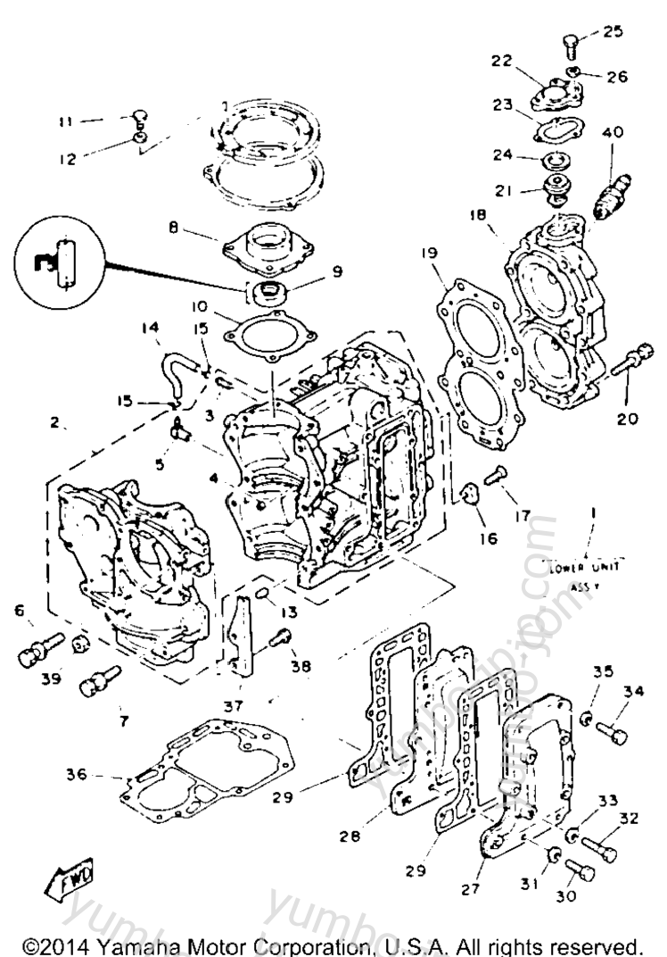 Cylinder Crankcase для лодочных моторов YAMAHA C25ELRP 1991 г.