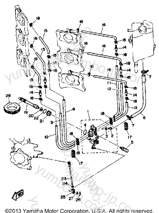 Масляный насос для лодочных моторов YAMAHA 250TURP 1991 г.