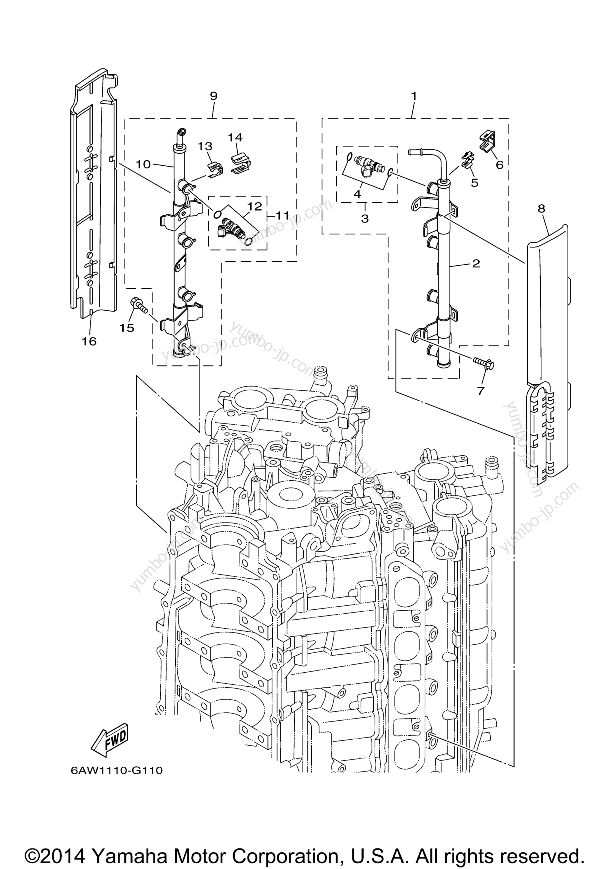 Throttle Body Assy 2 для лодочных моторов YAMAHA F350TXR (0408) 2006 г.
