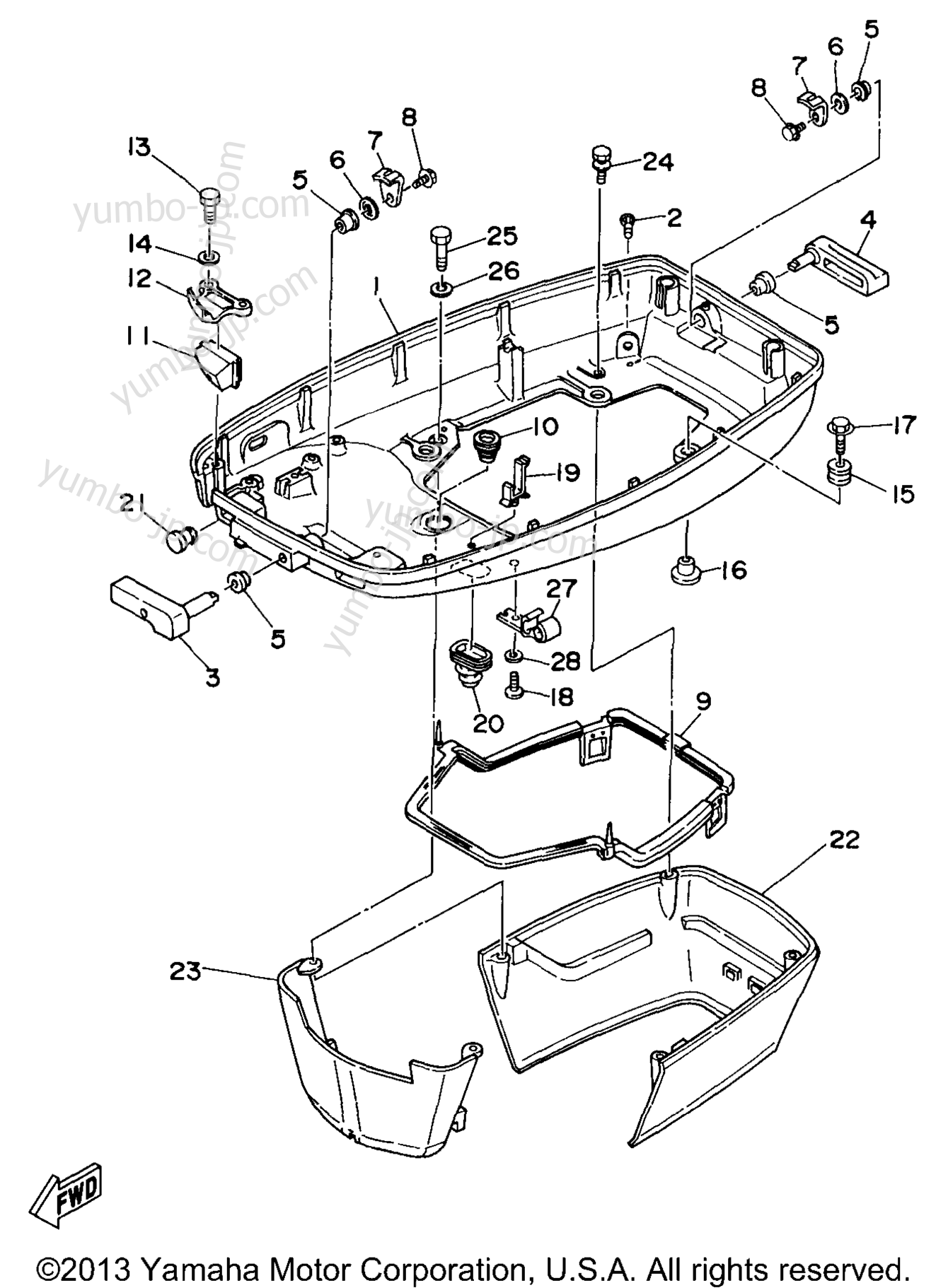 Bottom Cowling for outboards YAMAHA C75TLRX 1999 year