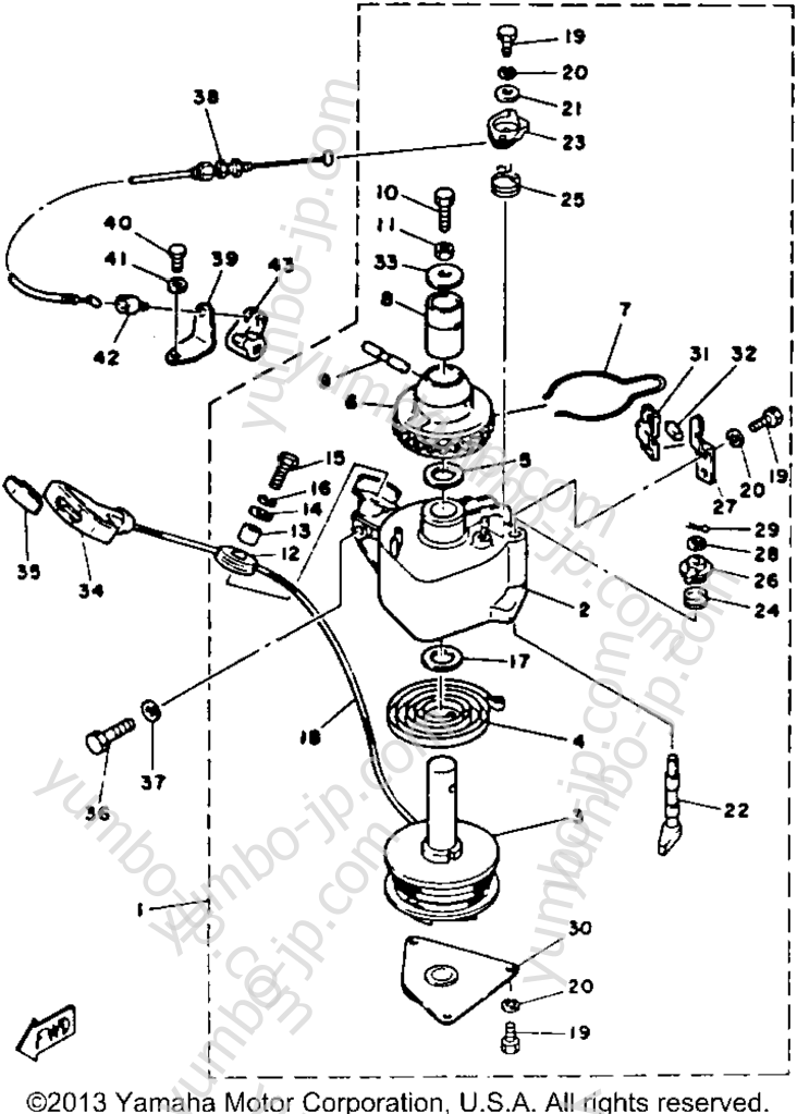 Manual Starter for outboards YAMAHA F9.9MSHR 1993 year