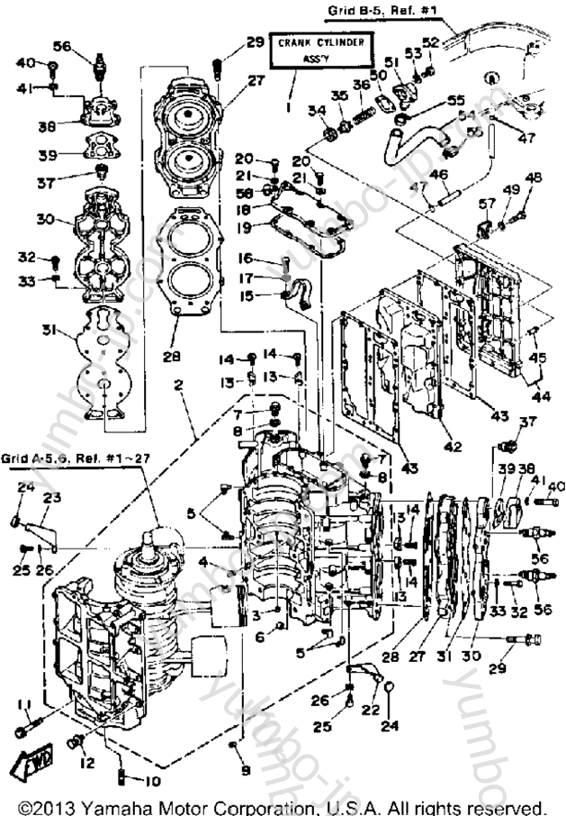 Crankcase Cylinder для лодочных моторов YAMAHA 115ETLJ 1986 г.