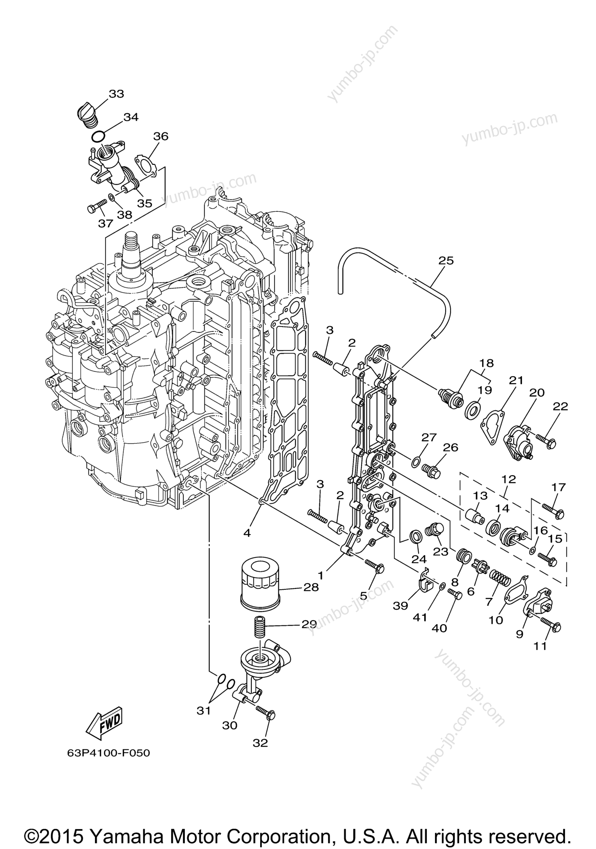 Cylinder Crankcase 3 для лодочных моторов YAMAHA LF150TXR (0408) 2006 г.