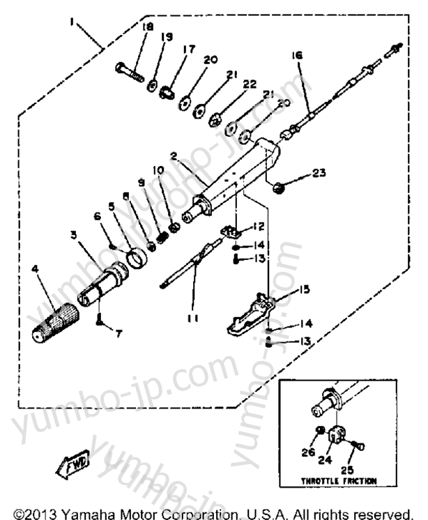 Steering для лодочных моторов YAMAHA 40ETLK 1985 г.