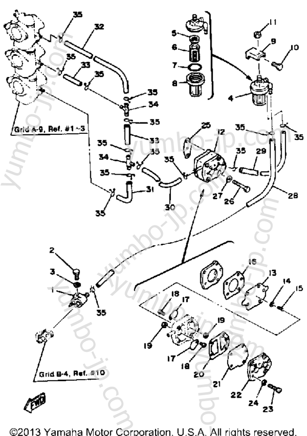 FUEL SYSTEM for outboards YAMAHA 70ETLN 1984 year