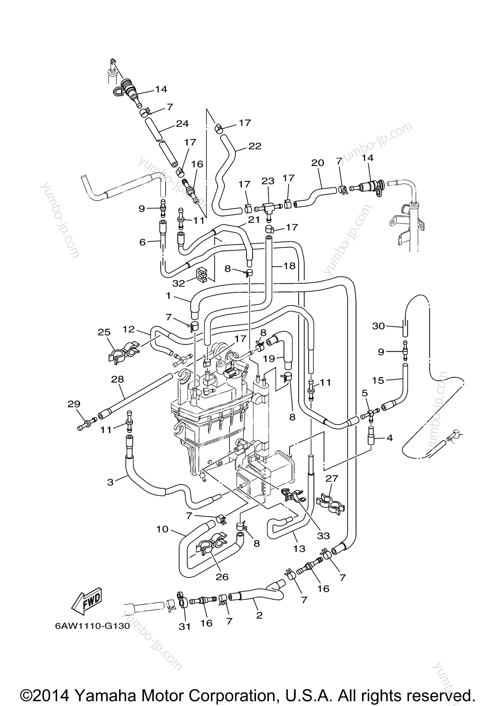 Fuel Injection Pump 2 для лодочных моторов YAMAHA F350TUR (0407) 6AW-1000001~ LF350TXR_TUR 6AX-1000001~ 2006 г.