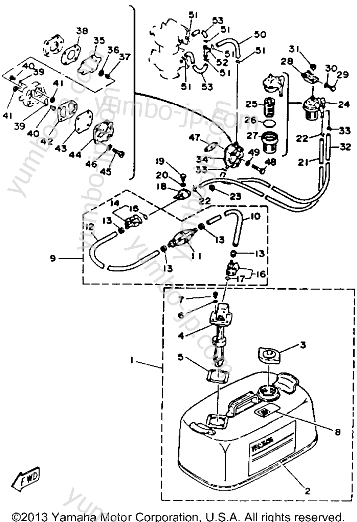 Топливный бак для лодочных моторов YAMAHA C55ELRP 1991 г.