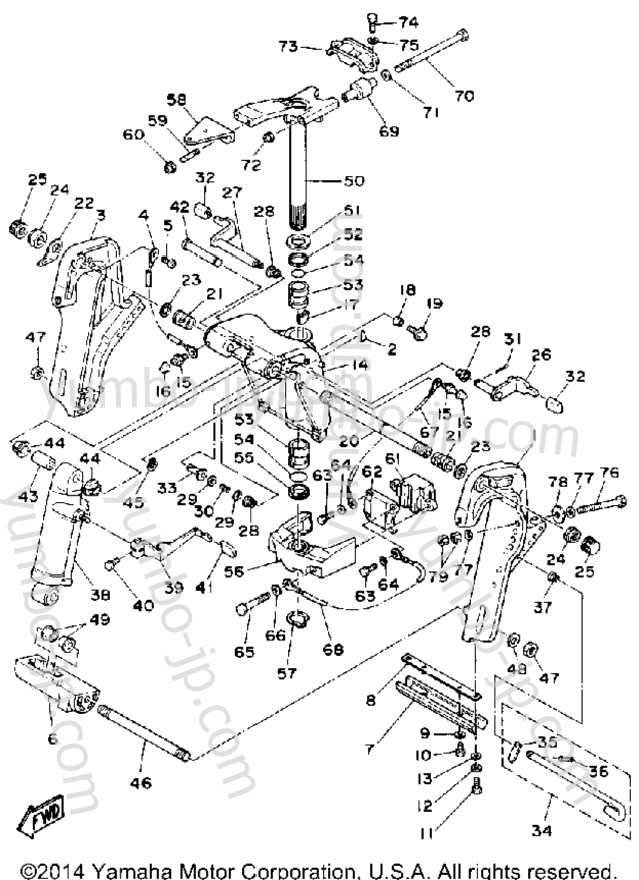 Bracket for outboards YAMAHA 50ELD 1990 year