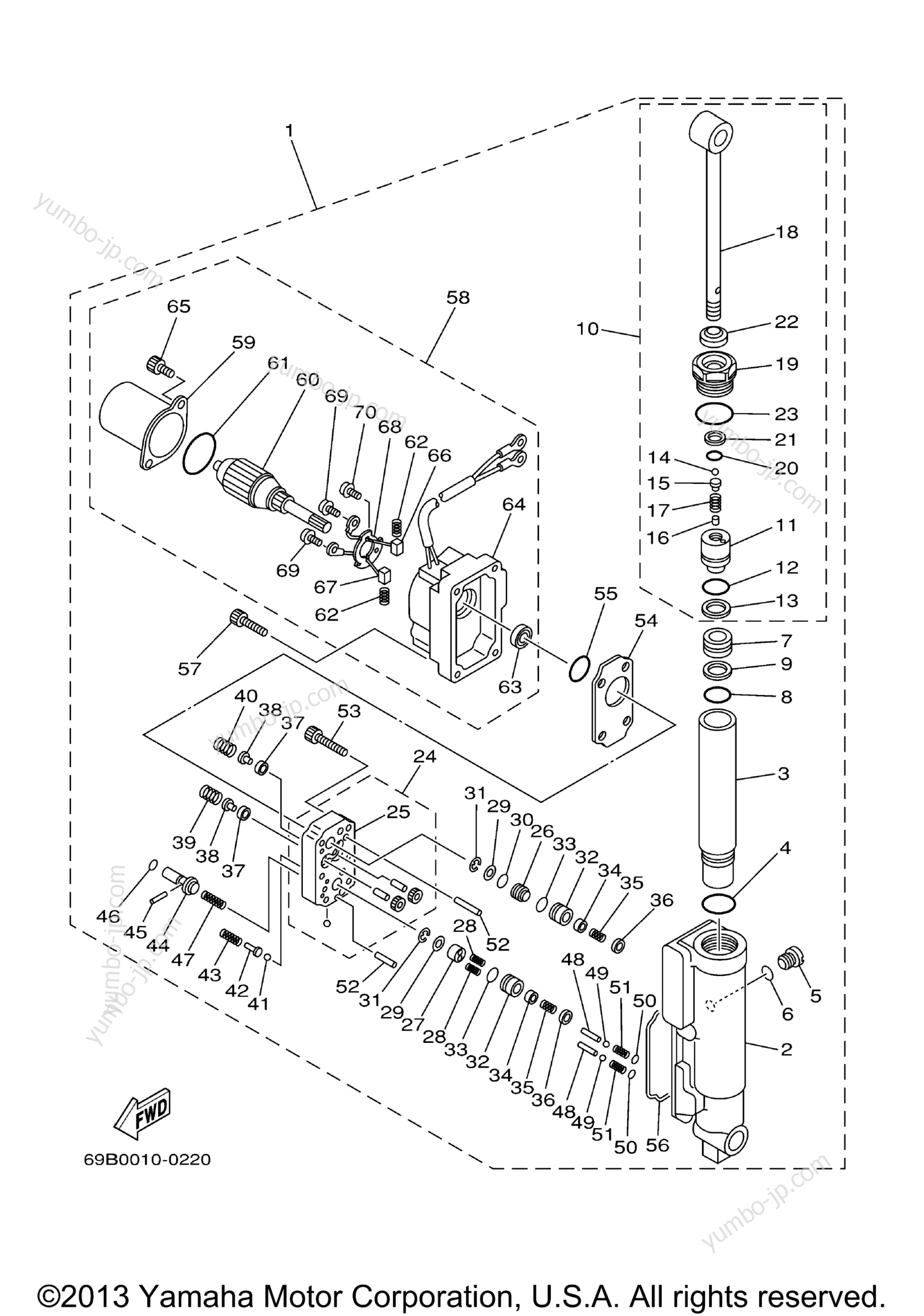 Power Tilt Assy для лодочных моторов YAMAHA T8ELHB 2003 г.