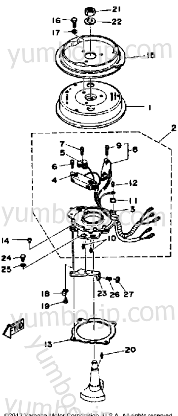 Cdi Magneto (9.9J 15J) для лодочных моторов YAMAHA 9_9_15SH_LH_ESH_ELH (15LH) 1987 г.