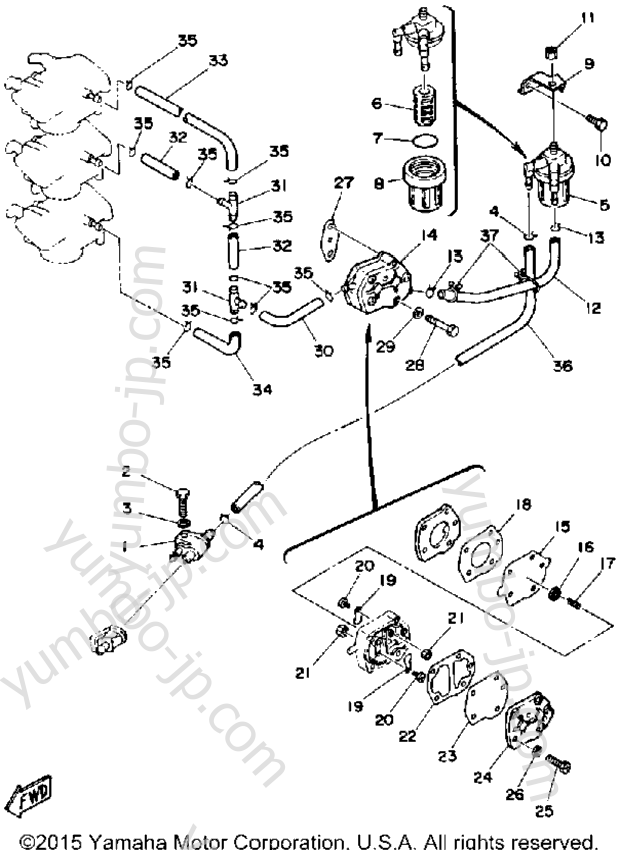 FUEL SYSTEM for outboards YAMAHA 50ESF 1989 year