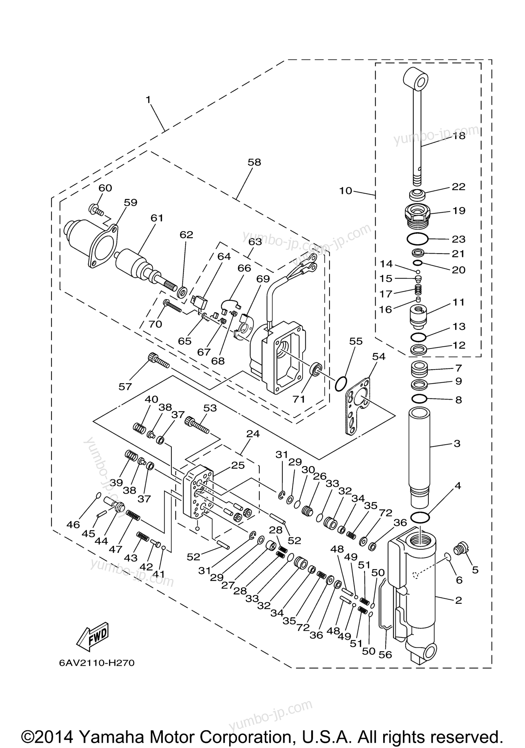 Power Tilt Assy для лодочных моторов YAMAHA T9.9GPXR (0410) 2006 г.