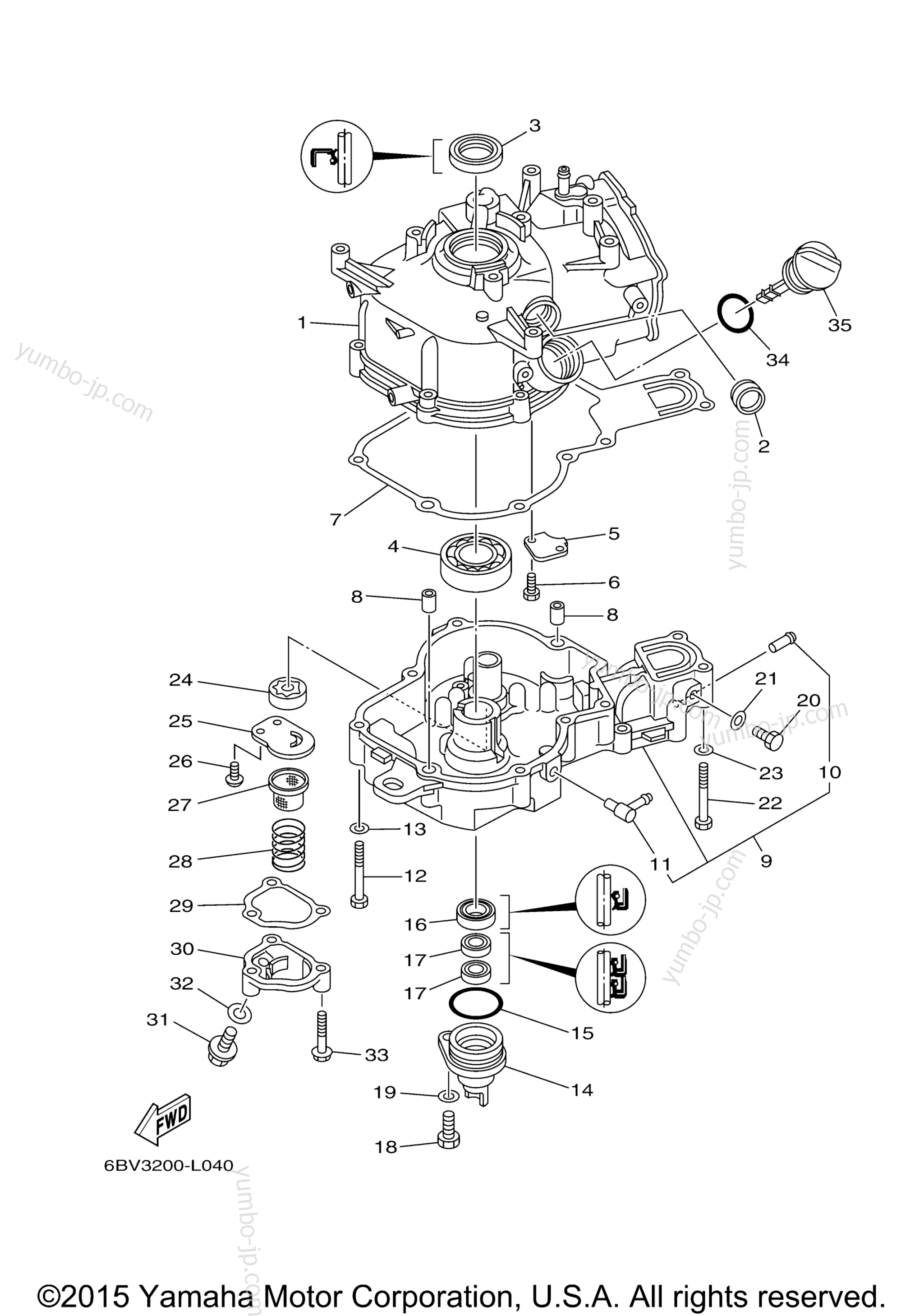 Cylinder Crankcase 2 для лодочных моторов YAMAHA F6SMHA (0314) 2006 г.