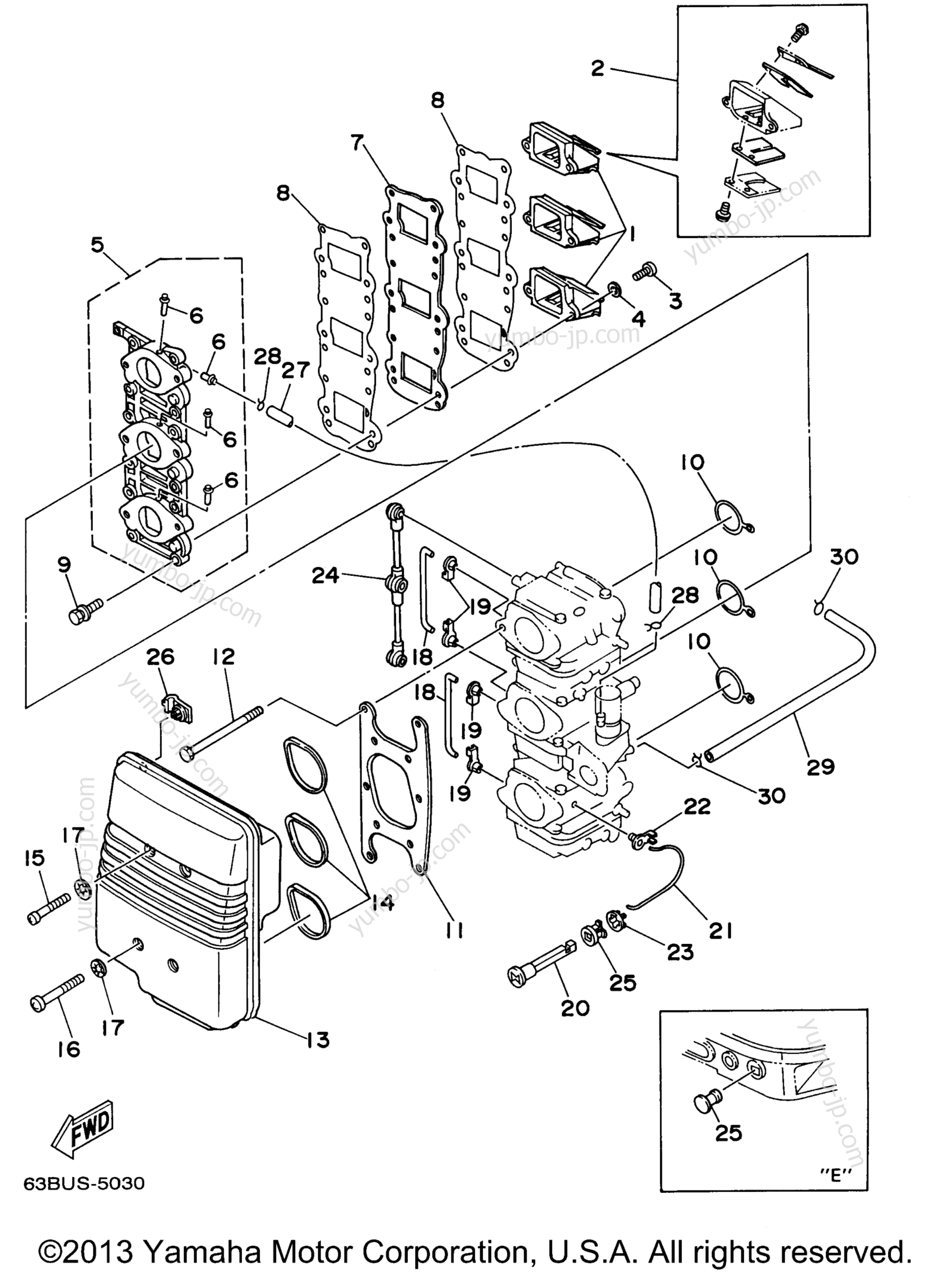Intake для лодочных моторов YAMAHA P40EJRW_THLW (40MSHW) 1998 г.