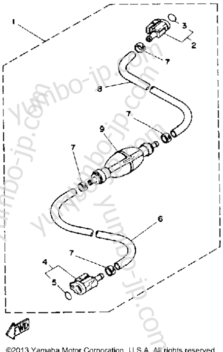Fuel System 2 для лодочных моторов YAMAHA 200ETLH-JD (150ETLH) 1987 г.
