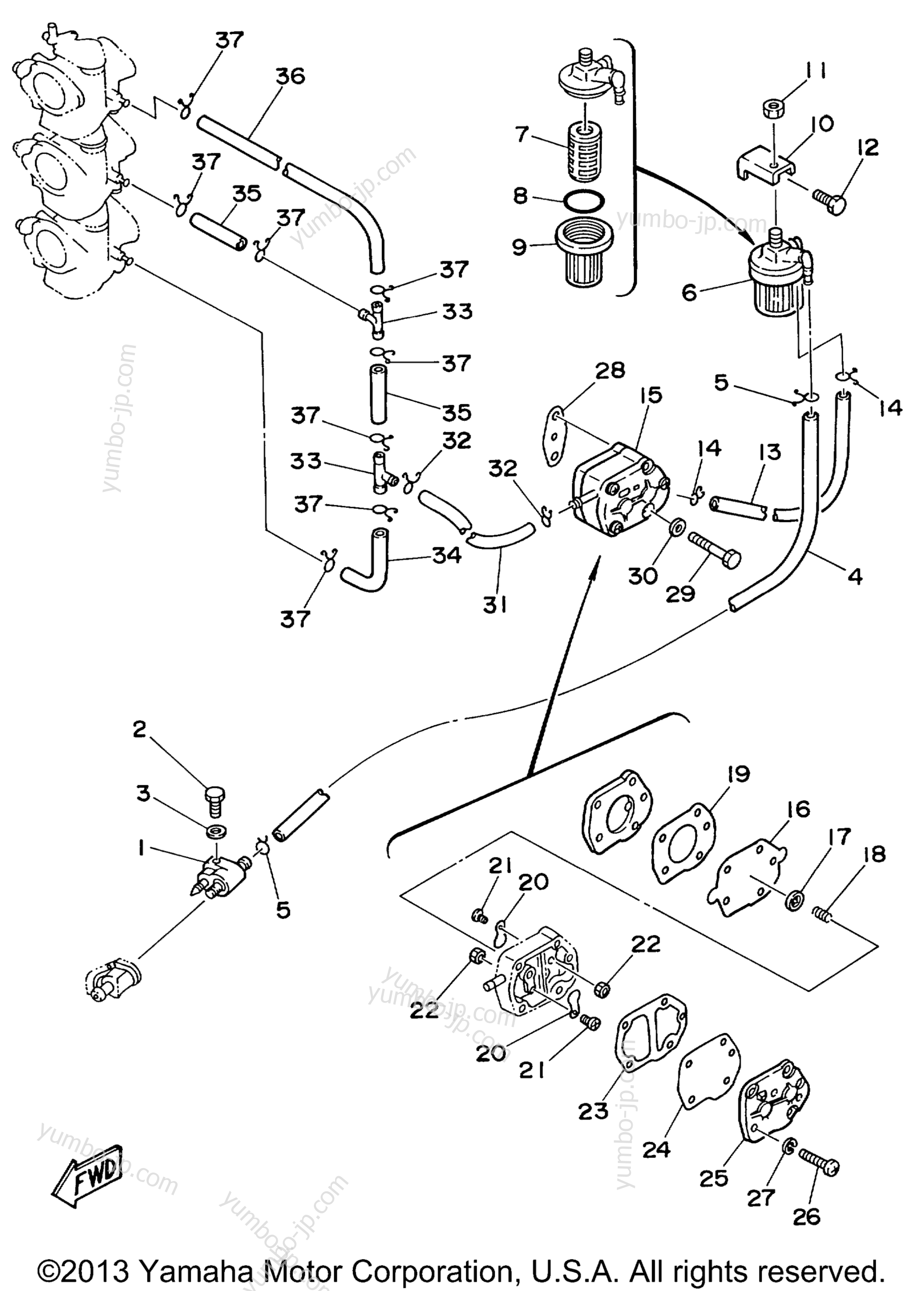 FUEL SYSTEM for outboards YAMAHA 70ETLF 1989 year