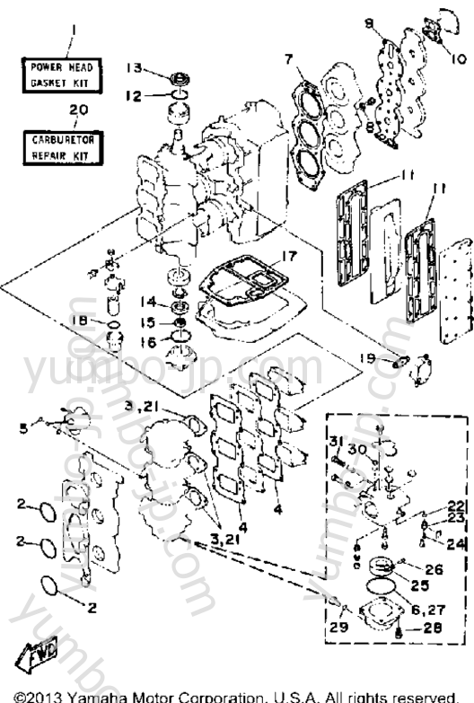 Repair Kit 1 для лодочных моторов YAMAHA 90ETLJ 1986 г.