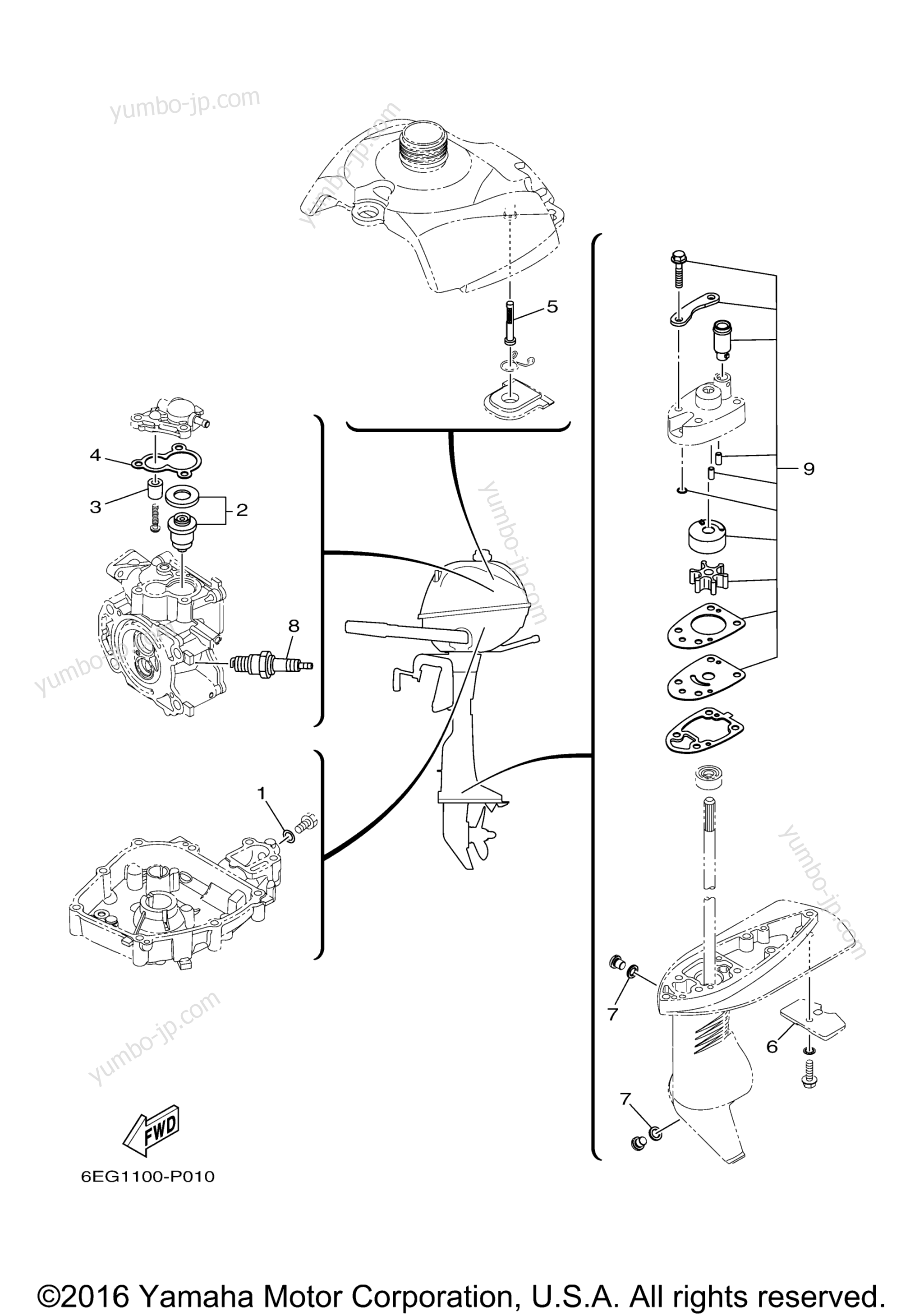 Scheduled Service Parts для лодочных моторов YAMAHA F2.5SMHB (1015) 2006 г.