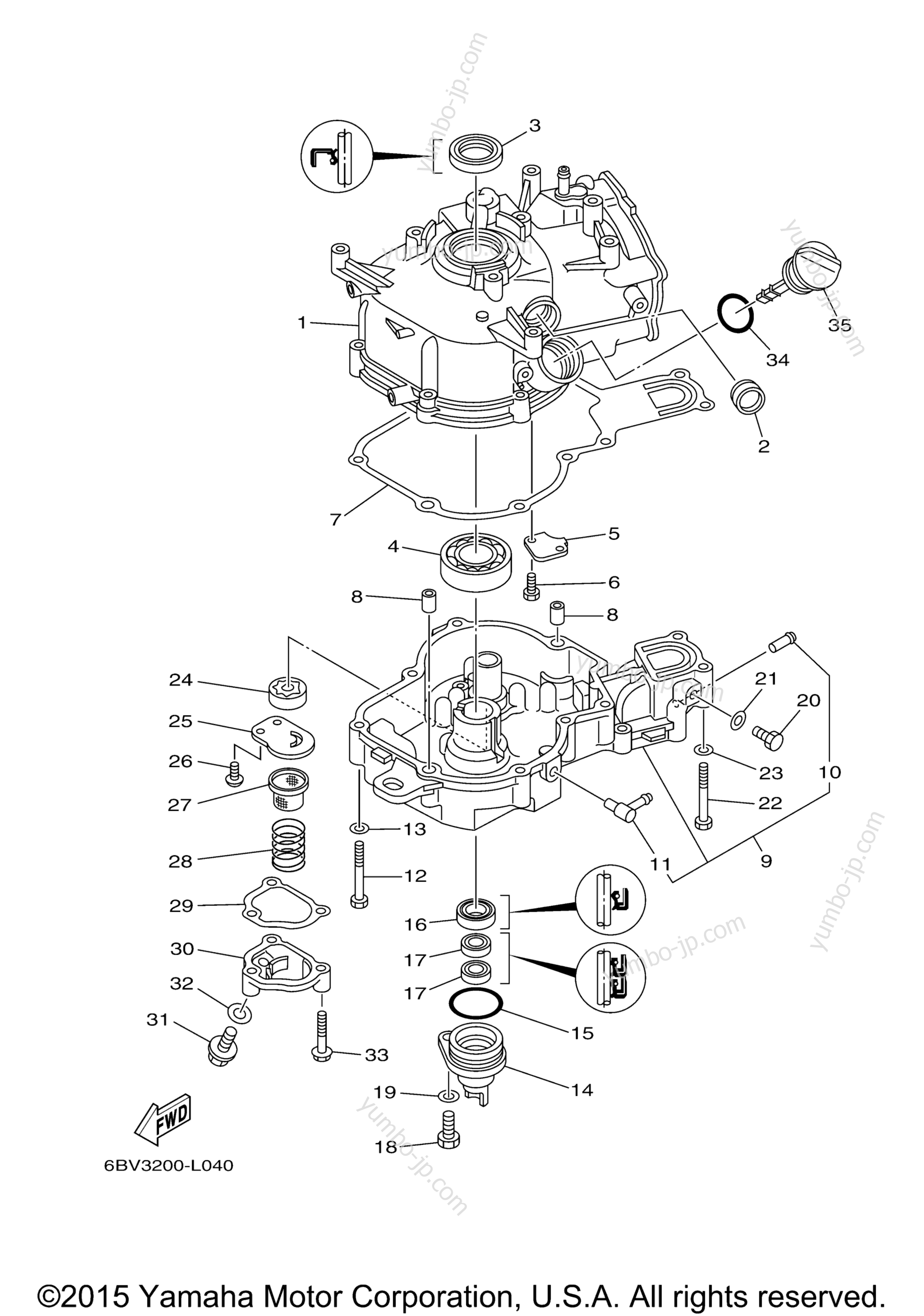 Cylinder Crankcase 2 для лодочных моторов YAMAHA F4SMHA (0313) 2006 г.