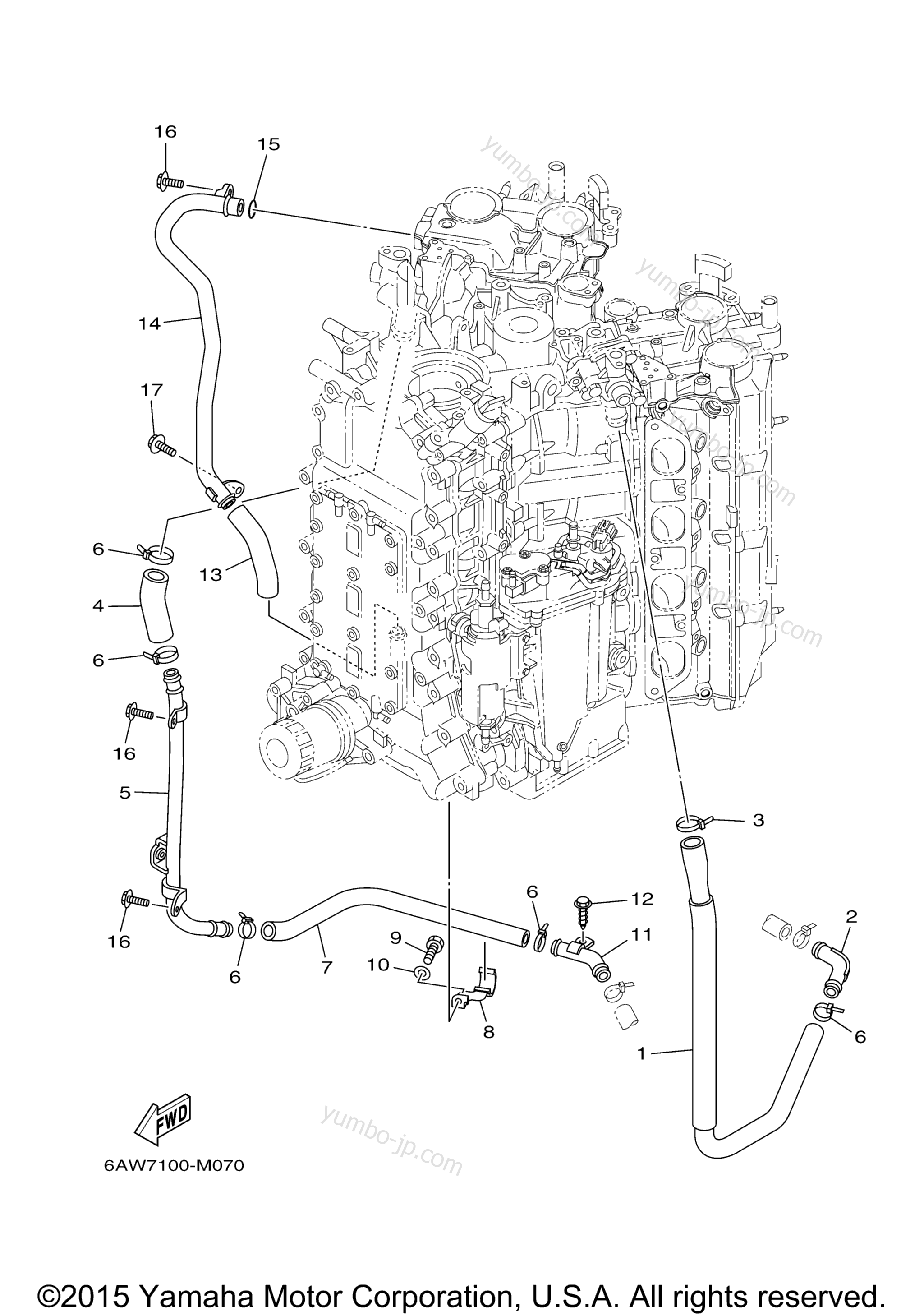 Cylinder Crankcase 4 для лодочных моторов YAMAHA F350NCB (0115) 2006 г.