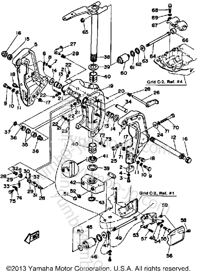 Bracket для лодочных моторов YAMAHA 115ETLHJD (115ETXH) 1987 г.