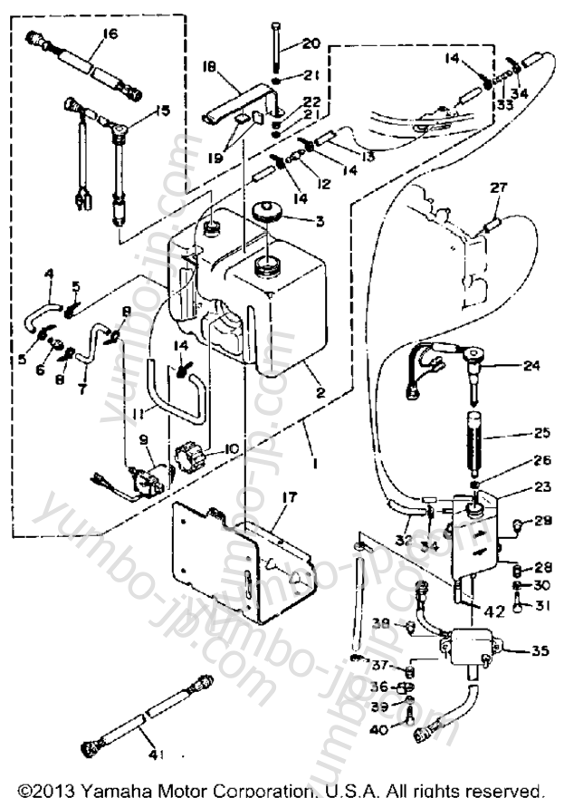 OIL TANK для лодочных моторов YAMAHA 200ETLF-JD (200ETLF-JD) 1989 г.