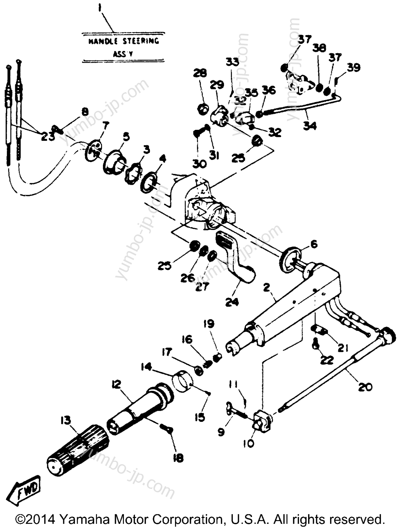 Steering для лодочных моторов YAMAHA 25MLHR 1993 г.
