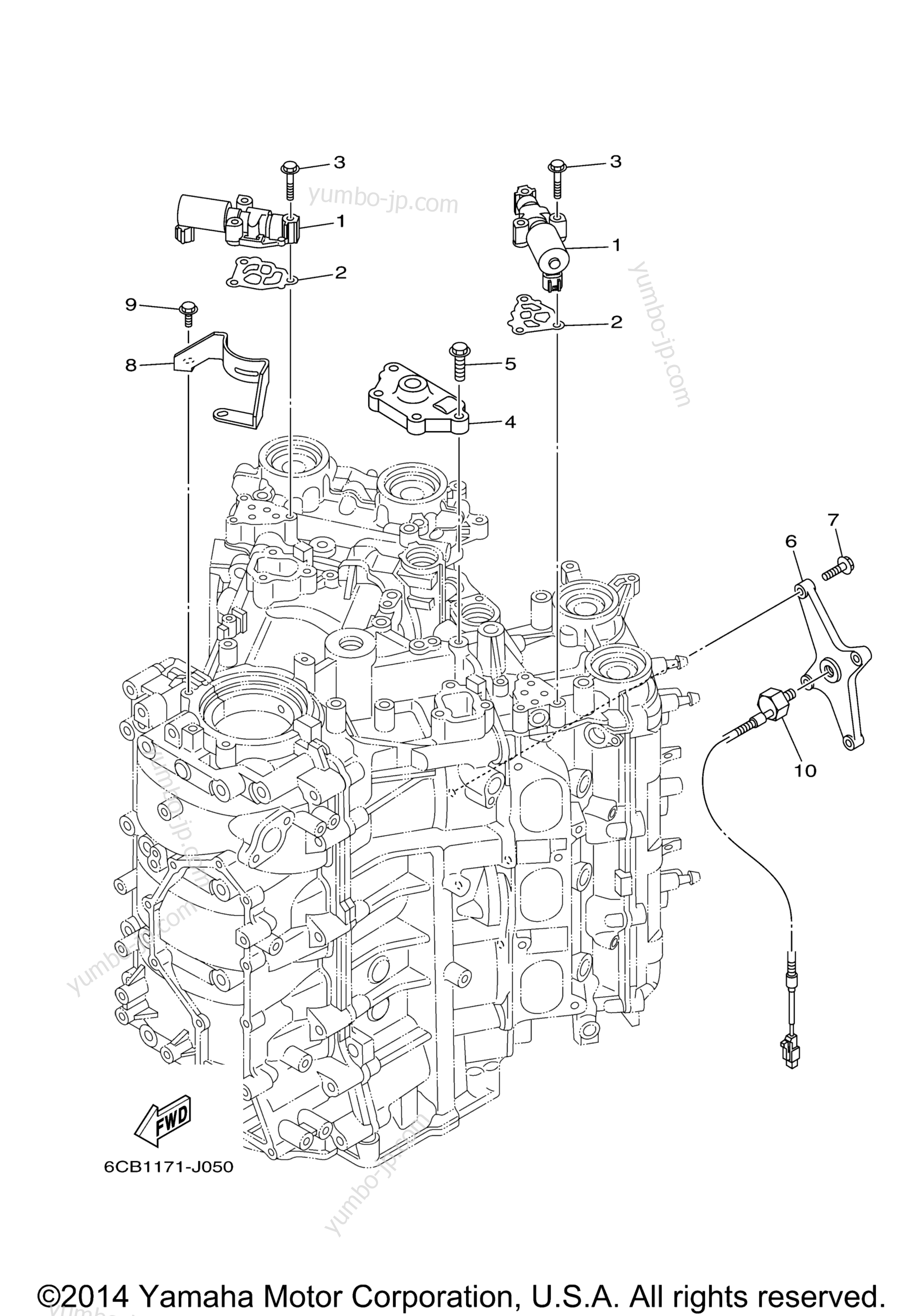 Cylinder Crankcase 3 для лодочных моторов YAMAHA F225XCA (0210) 2006 г.