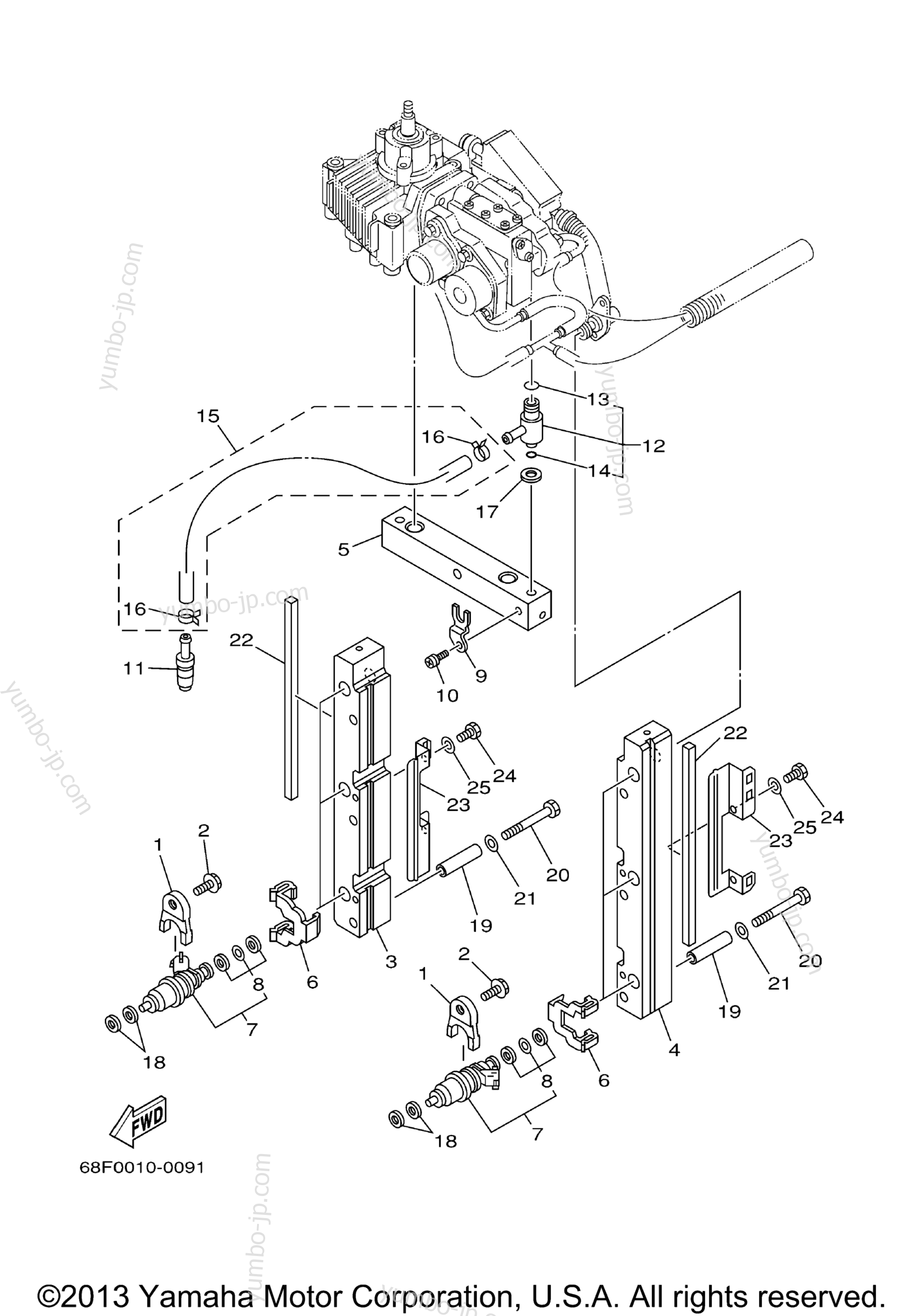Fuel Injection Nozzle для лодочных моторов YAMAHA LZ150TXRZ 2001 г.