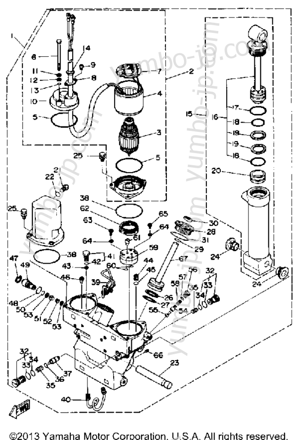 Power Trim Tilt Assembly для лодочных моторов YAMAHA 200TJRP 1991 г.