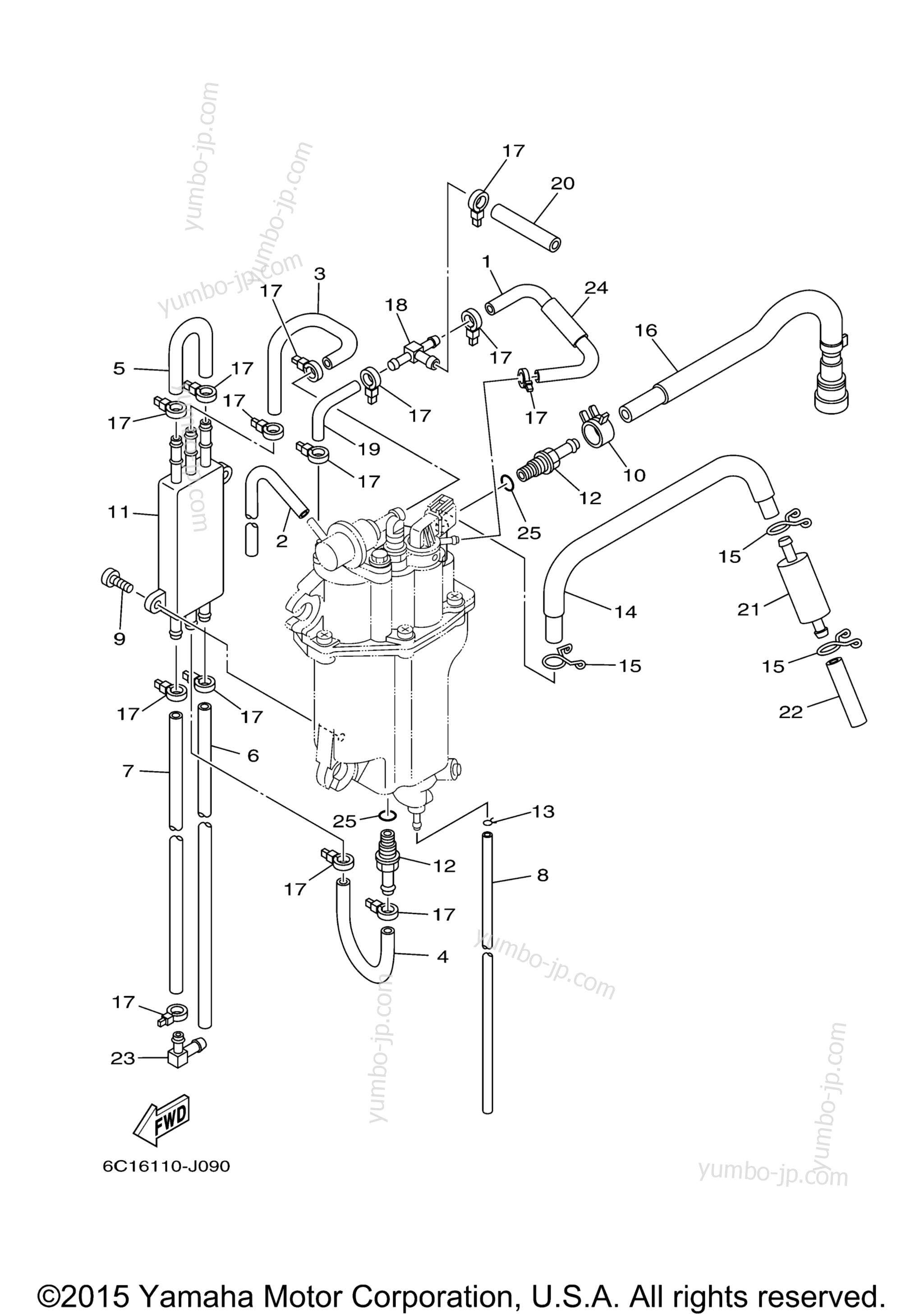 Fuel Injection Pump 2 для лодочных моторов YAMAHA T50TLR (0509) 2006 г.
