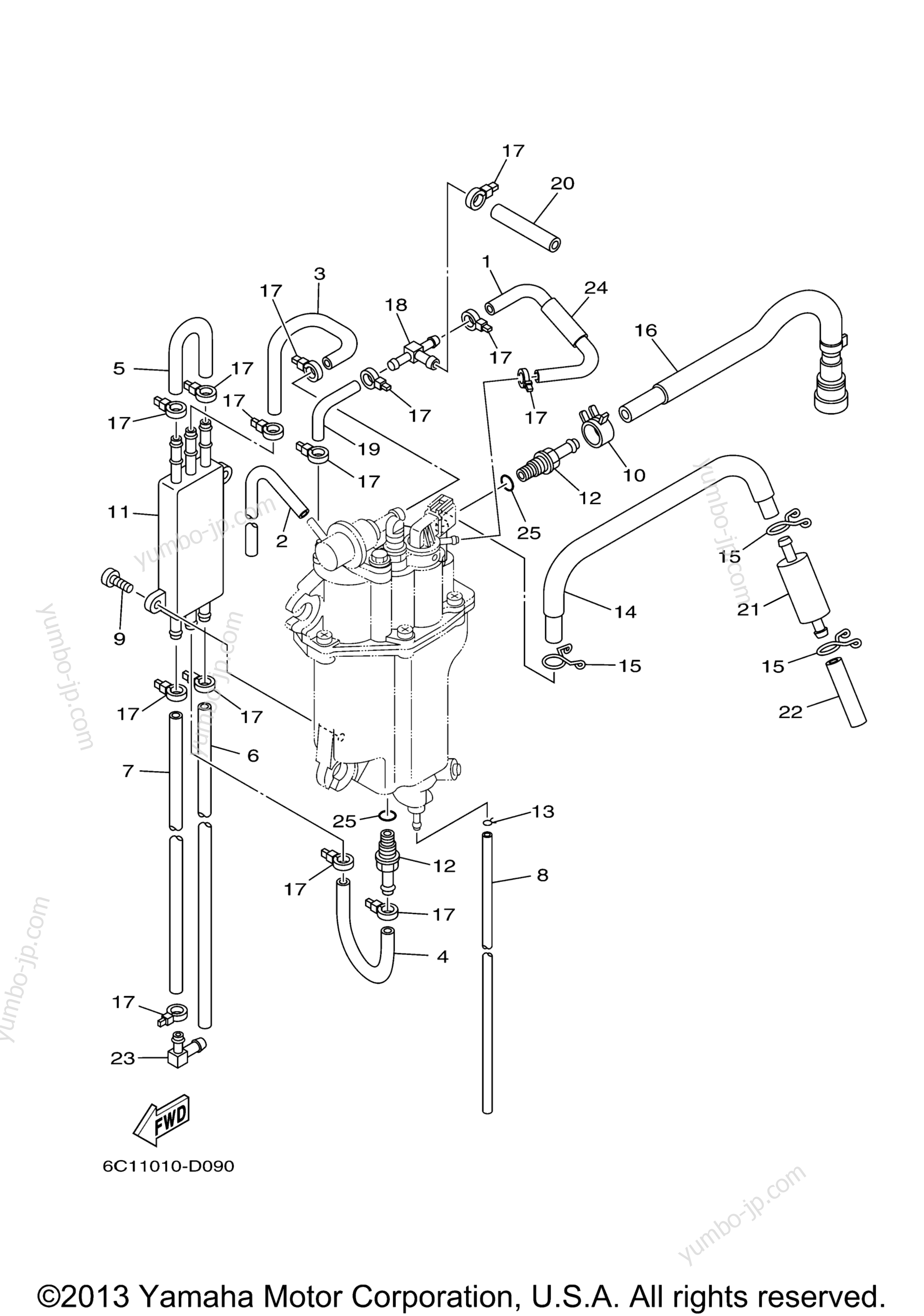 Fuel Injection Pump 2 для лодочных моторов YAMAHA T50TLR (0407) 2006 г.
