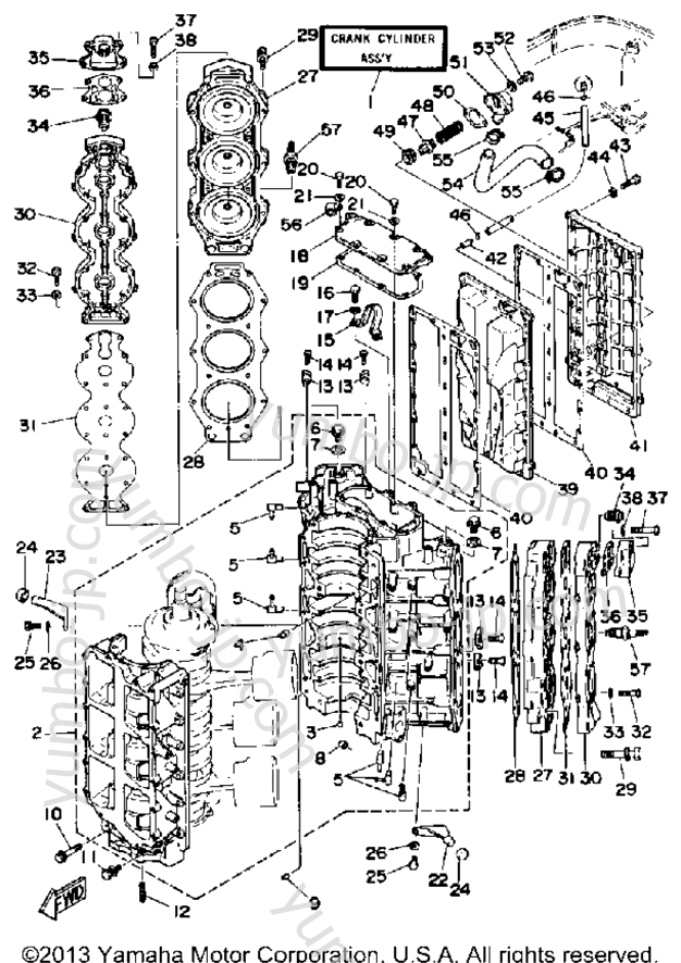 Crankcase Cylinder для лодочных моторов YAMAHA PROV150LG 1988 г.