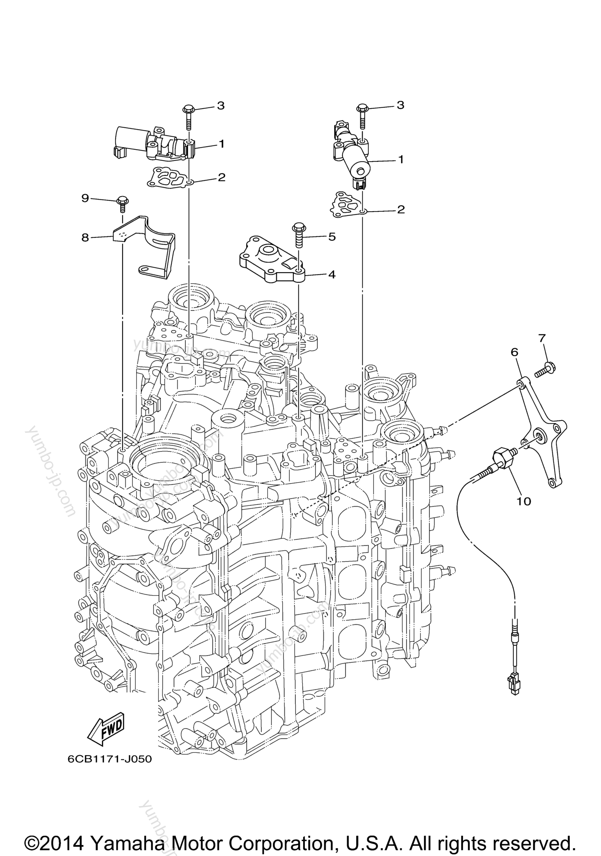 Cylinder Crankcase 3 для лодочных моторов YAMAHA F300BET1U (0210) 2006 г.