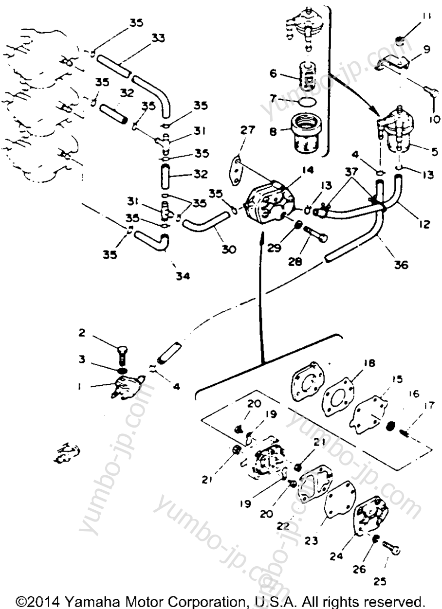 FUEL SYSTEM for outboards YAMAHA 50ELRR 1993 year
