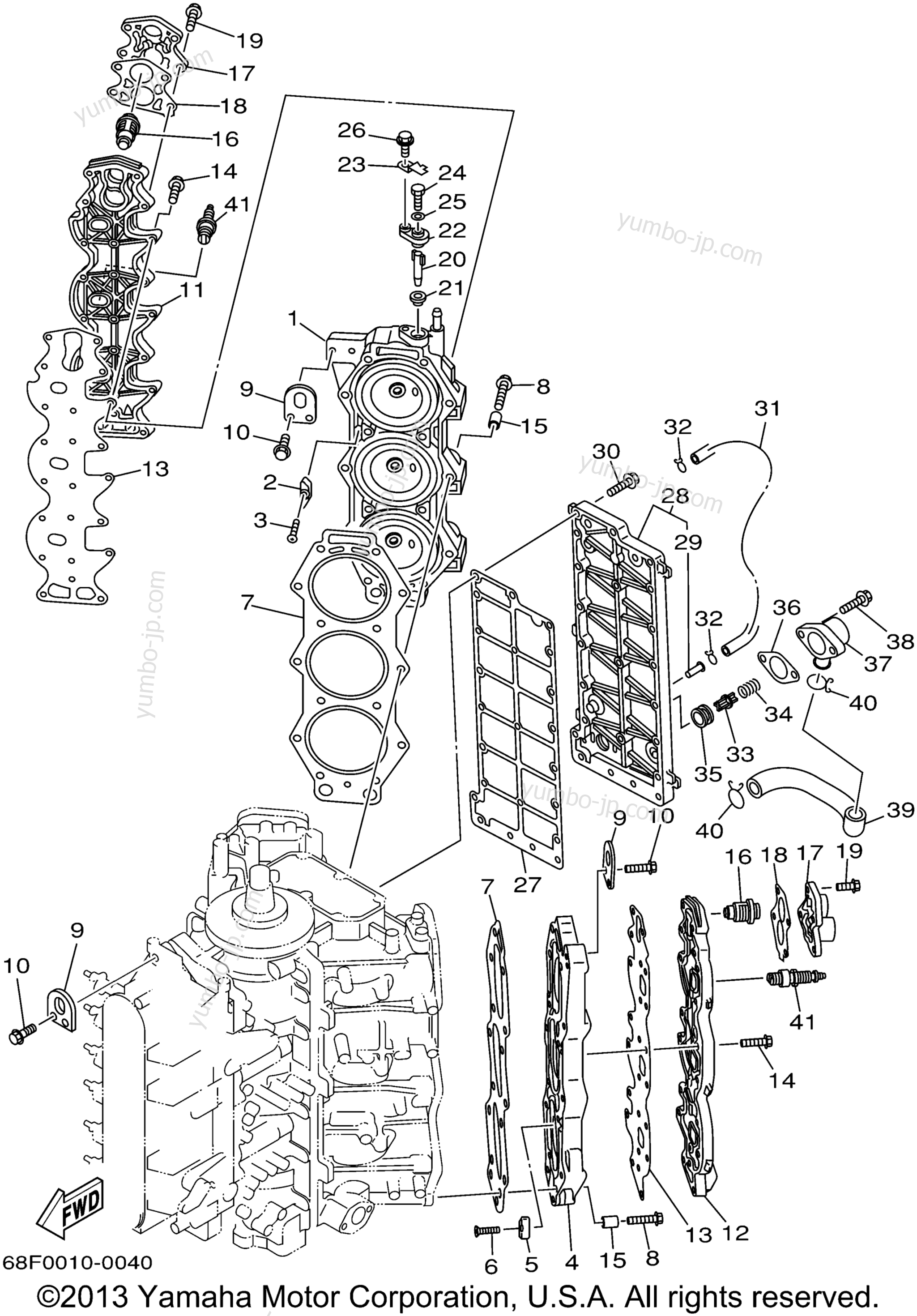 Cylinder Crankcase 2 для лодочных моторов YAMAHA VZ175TLRA 2002 г.