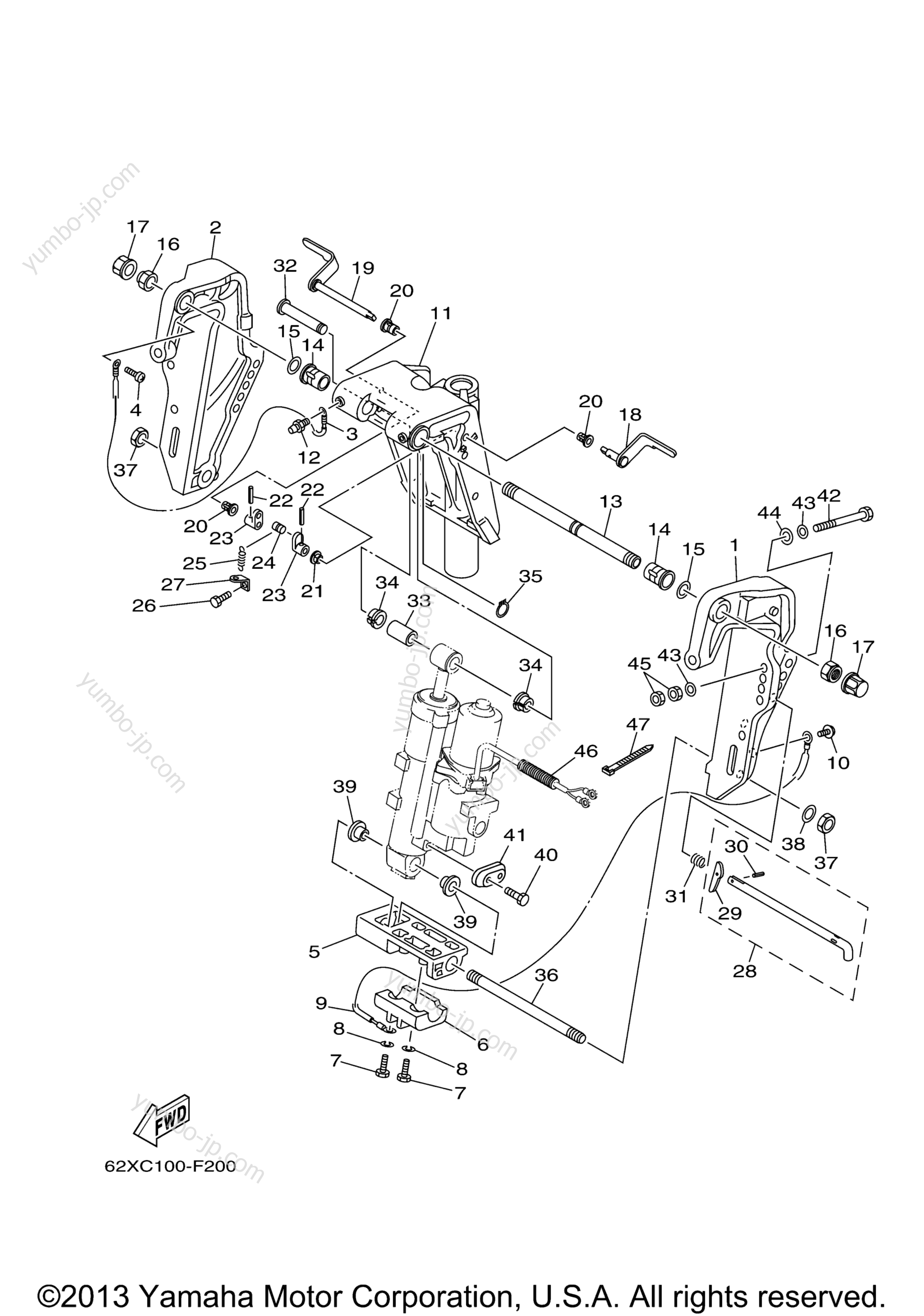 Bracket 1 for outboards YAMAHA 50TLR (0408) 2006 year