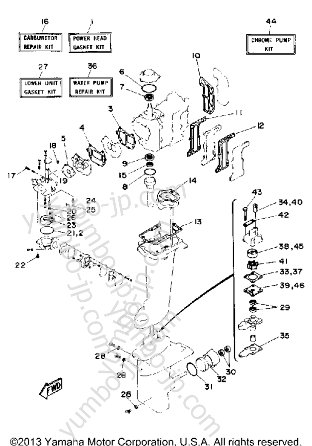 Repair Kit для лодочных моторов YAMAHA 6MSHP 1991 г.
