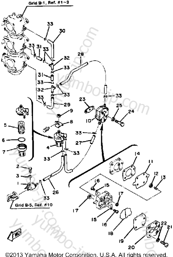 FUEL SYSTEM for outboards YAMAHA 90ETLK 1985 year