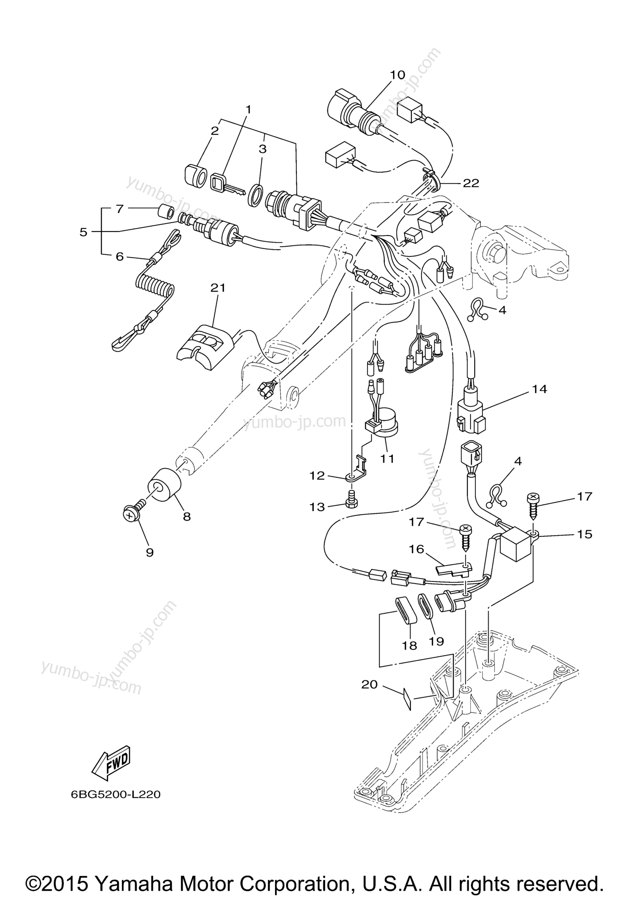 Steering 2 for outboards YAMAHA F40LA (0114) 2006 year