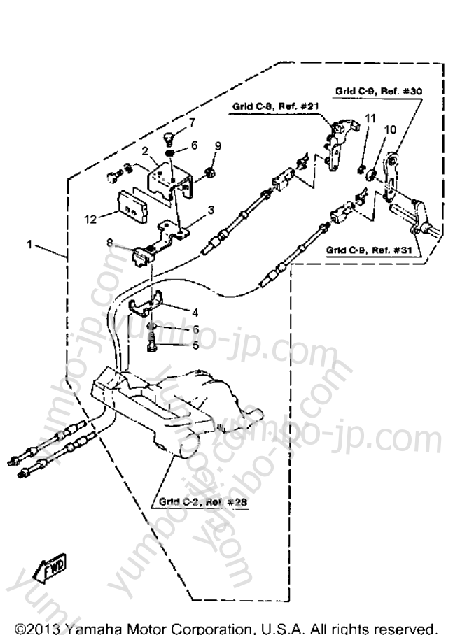 Remote Control Attachment для лодочных моторов YAMAHA FT9.9ELH 1987 г.