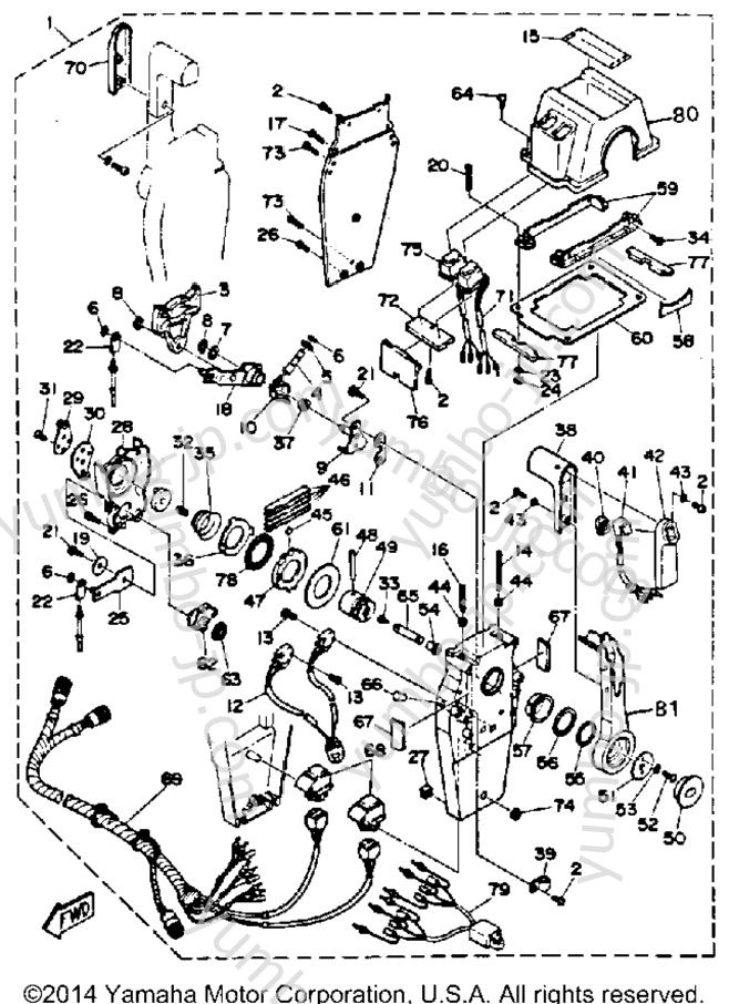 Remote Control Comp - Parts (704) Dual для лодочных моторов YAMAHA L250TURR 1993 г.