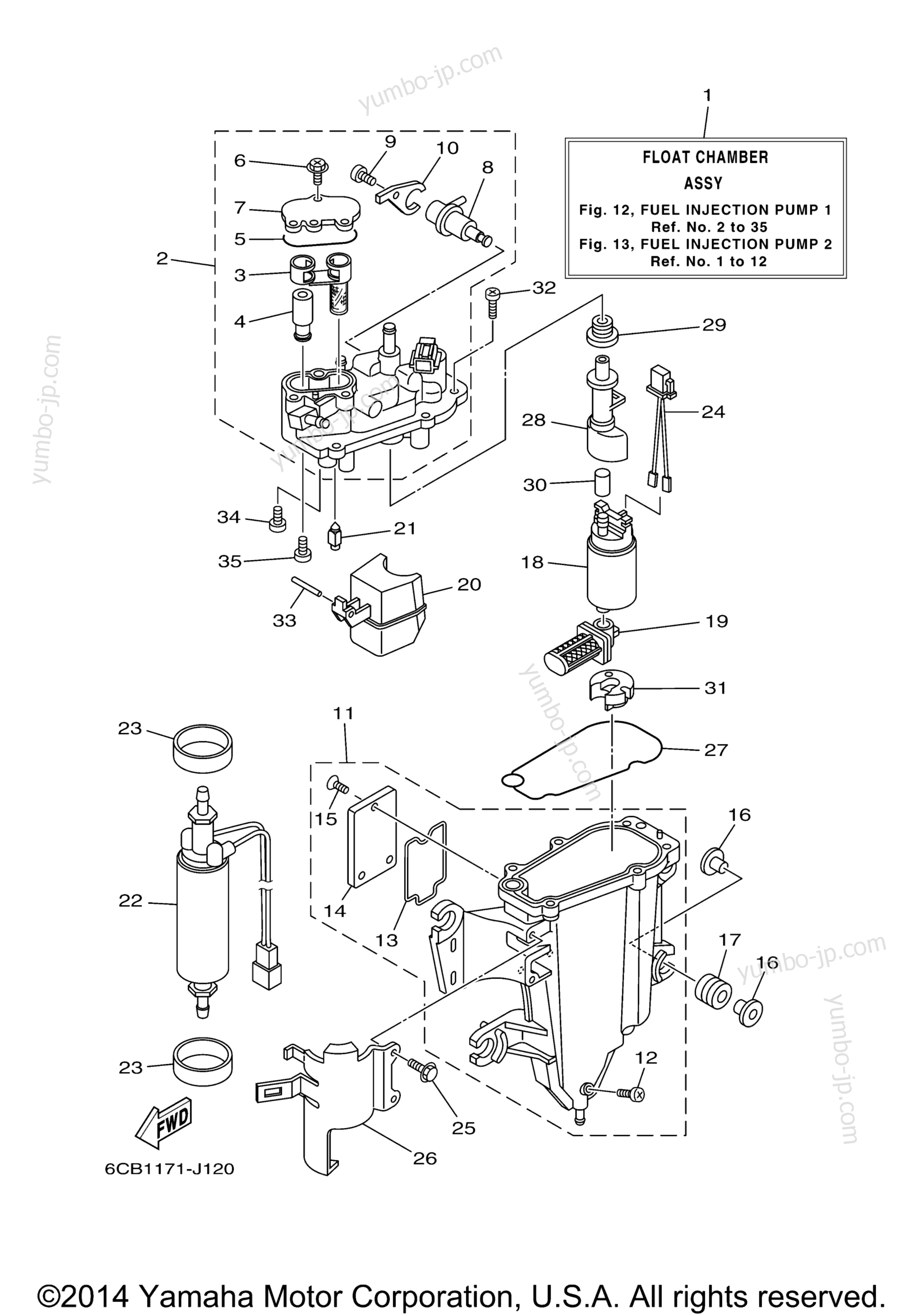 Fuel Injection Pump 1 для лодочных моторов YAMAHA VF250LA (1009) 2006 г.