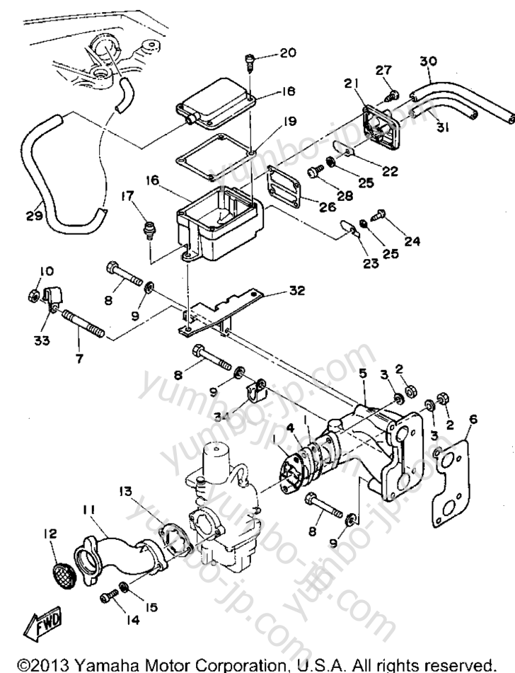 Intake для лодочных моторов YAMAHA F9.9MLHS 1994 г.