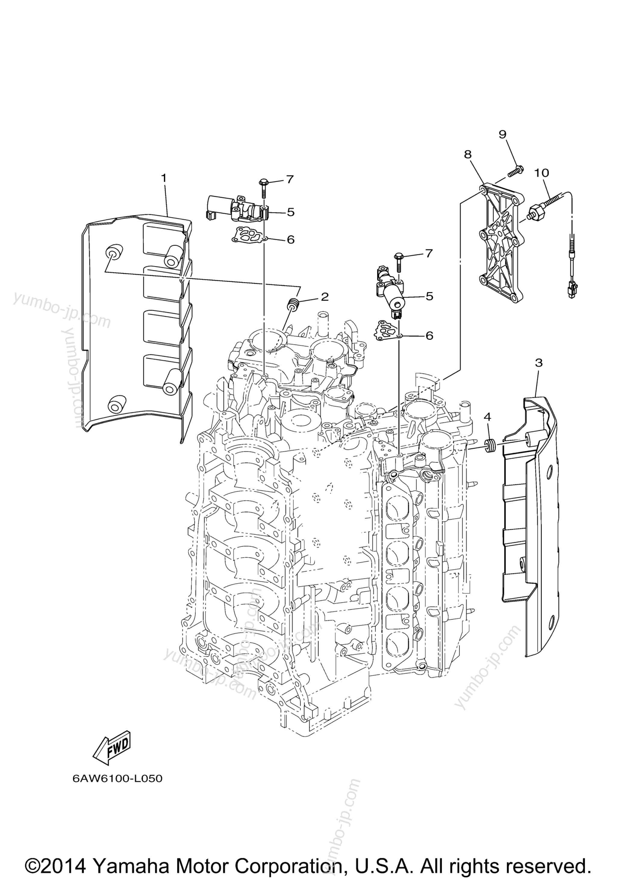 Cylinder Crankcase 3 для лодочных моторов YAMAHA LF350XCB (0114) 2006 г.