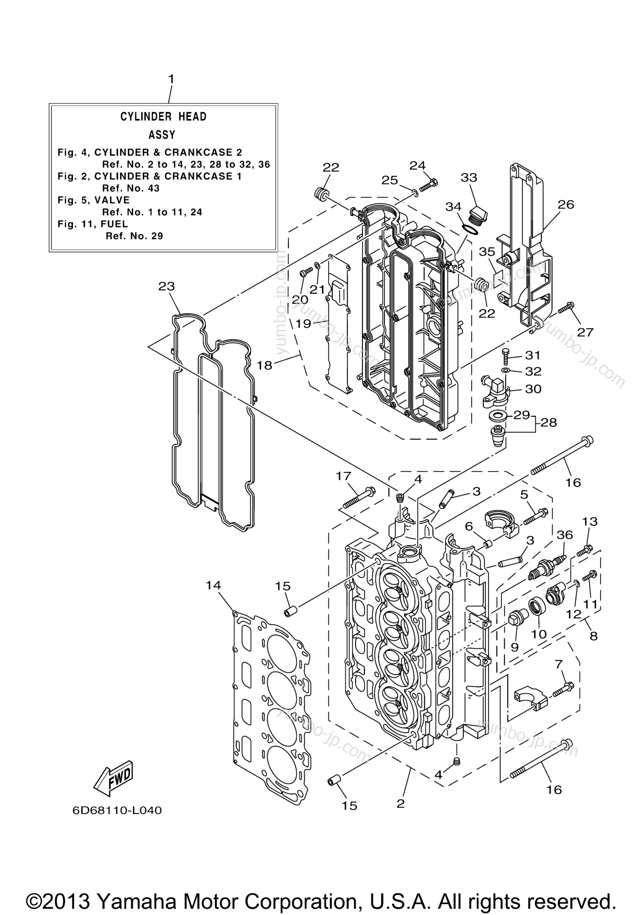 Cylinder Crankcase 2 for outboards YAMAHA F75TLR_041 (0411) 2006 year