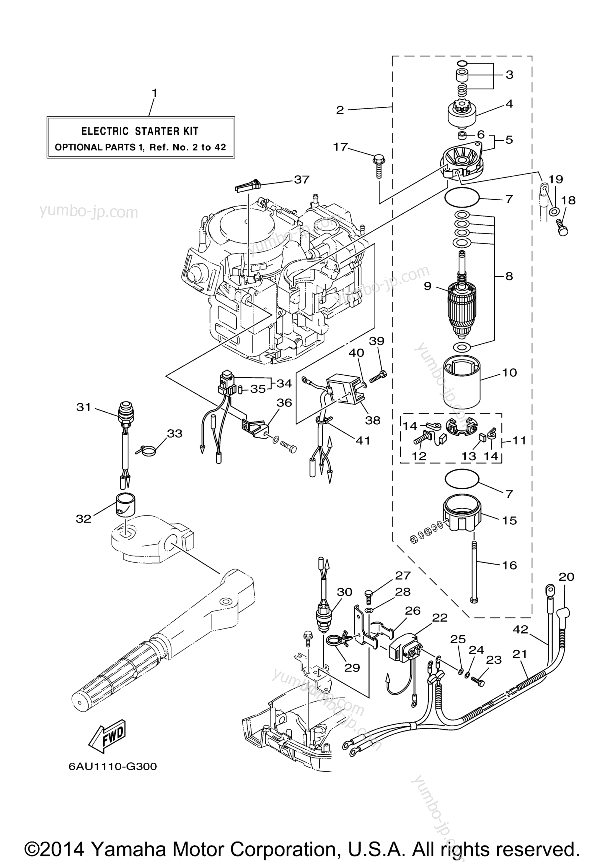 Optional Parts 1 для лодочных моторов YAMAHA F9.9FELR (0407) 6AUK-1000001~ 2006 г.