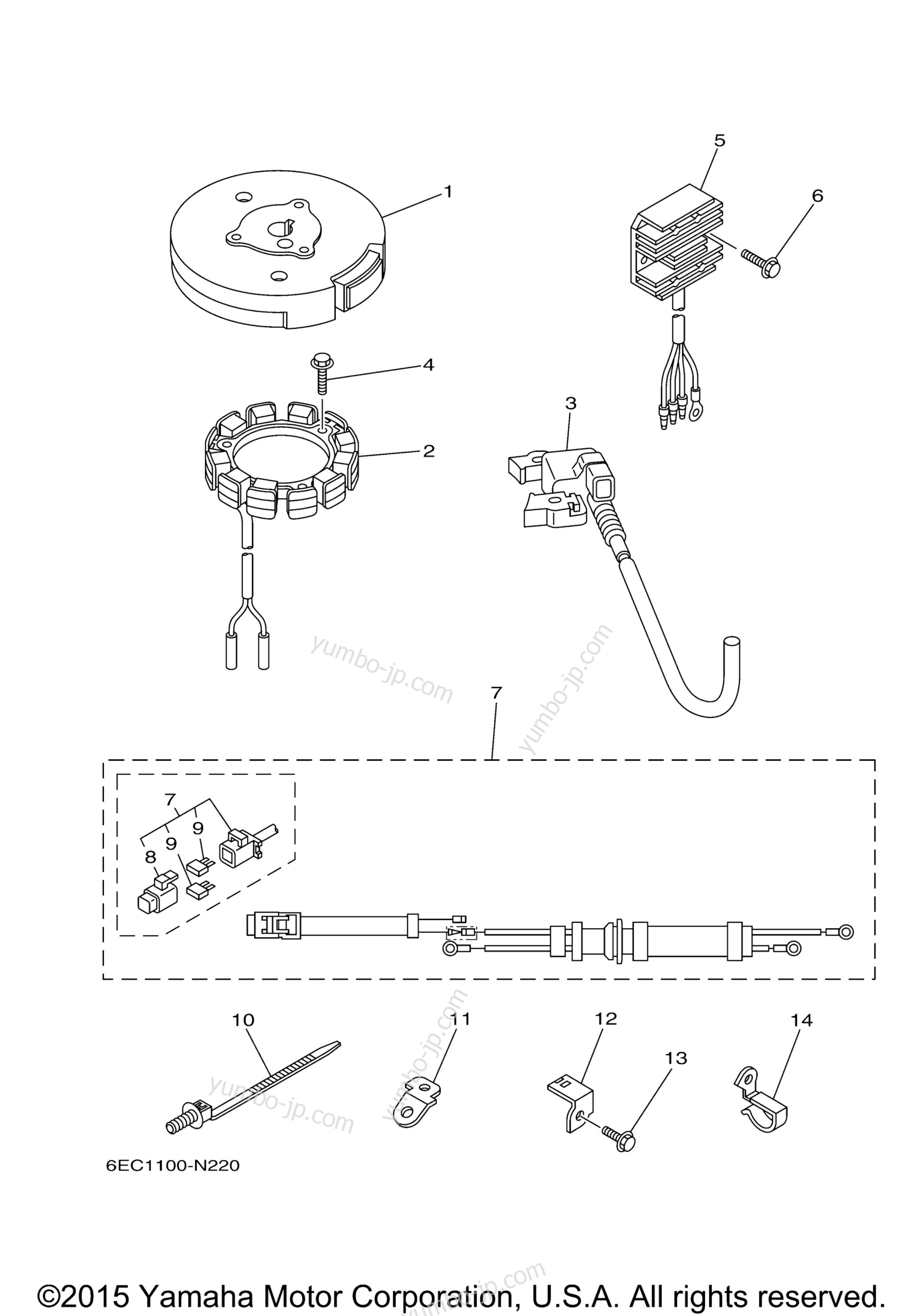 OPTIONAL PARTS for outboards YAMAHA F6SMHA (0115) 2006 year